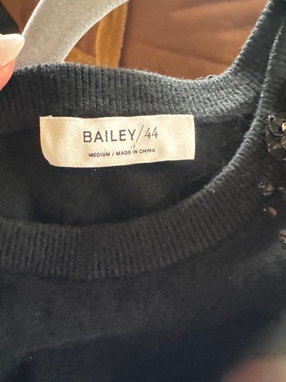 Bailey 44 Black Embellished Cold-Shoulder Sweater